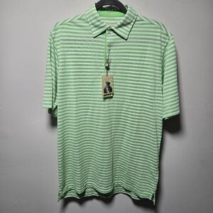 NWT Donald Ross Key Lime/Cream Stripe Polo Shirt Size Small Golf Bright